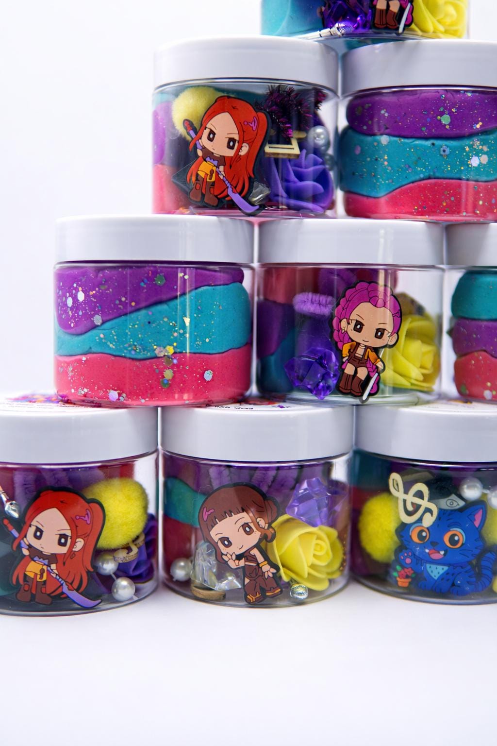 K-Pop Inspired Monster Hero Party Favor | Sensory Playdough Jars | Kpop Birthday, Customizable