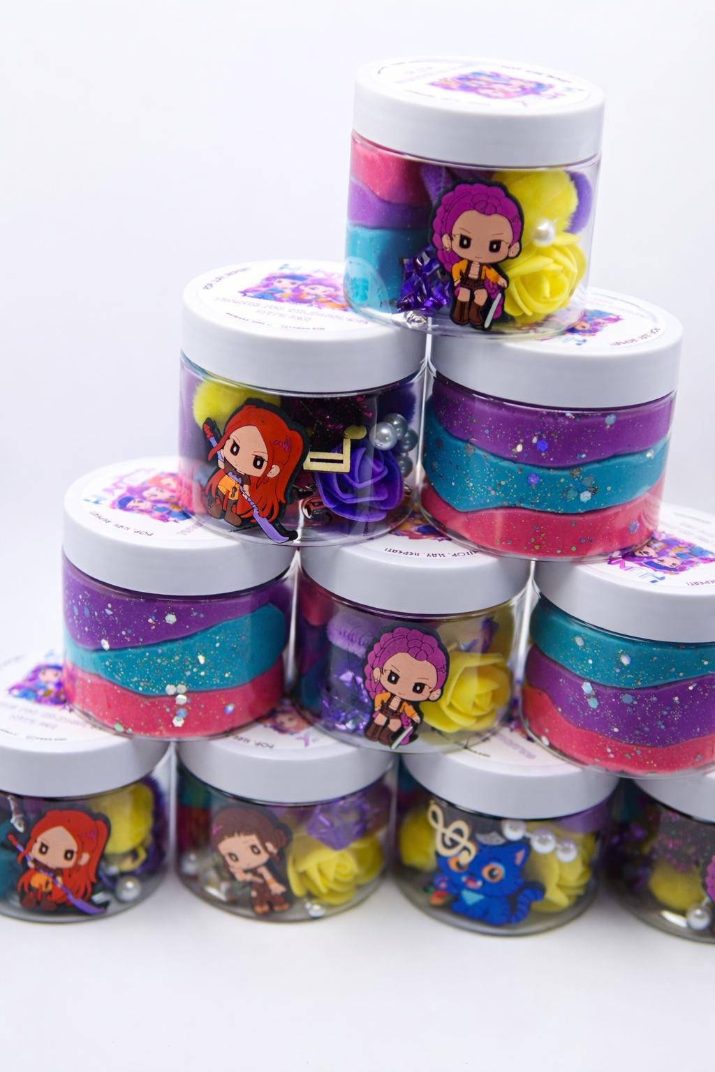 K-Pop Inspired Monster Hero Party Favor | Sensory Playdough Jars | Kpop Birthday, Customizable