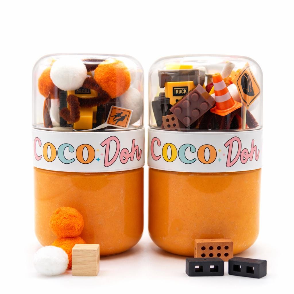 Construction Playdough Sensory Kit - Classic Jar